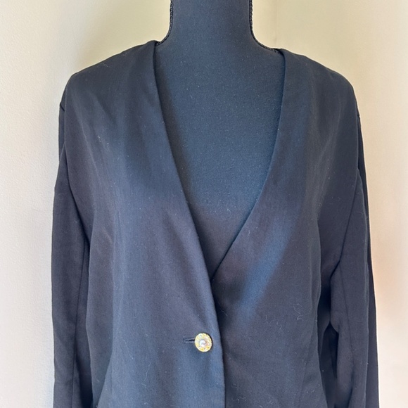 *JACLYN SMITH* Black x Gold Long Sleeve Blazer Suit Jacket Size - Picture 2 of 7